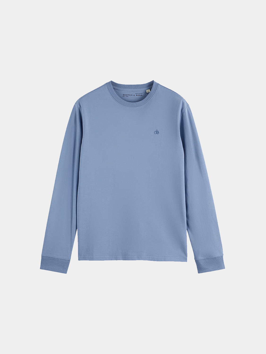 Long-sleeved T-shirt with logo design by Scotch & Soda, featuring a casual fit and stylish graphic on the front.