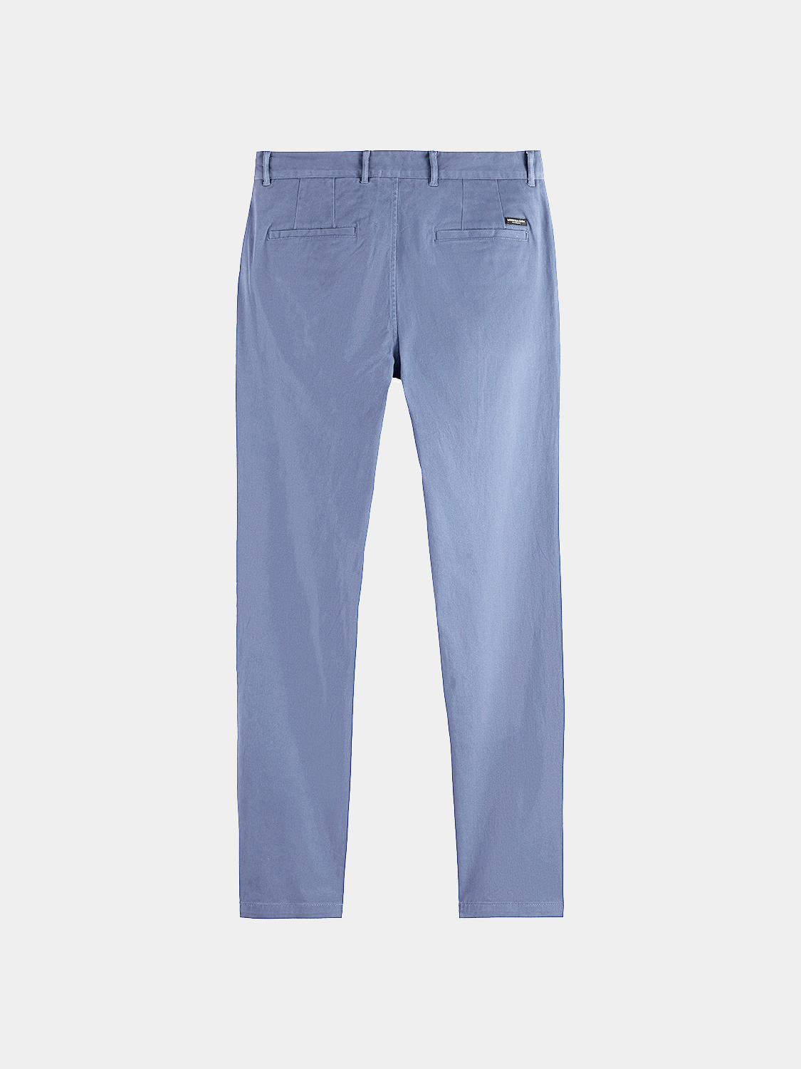 Scotch & Soda Stuart slim-fit chinos in dark fabric, showing front view with belt loops and tailored fit.