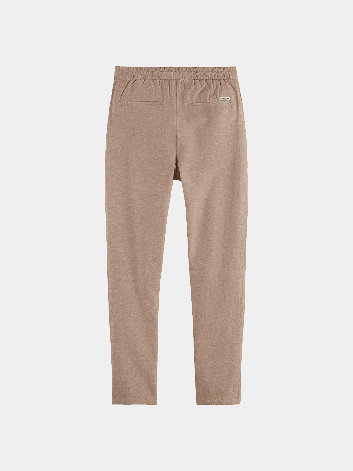Rear view of SCOTCH & SODA Warren joggers, stylish men's pants with a relaxed fit and tapered leg, made for casual wear.