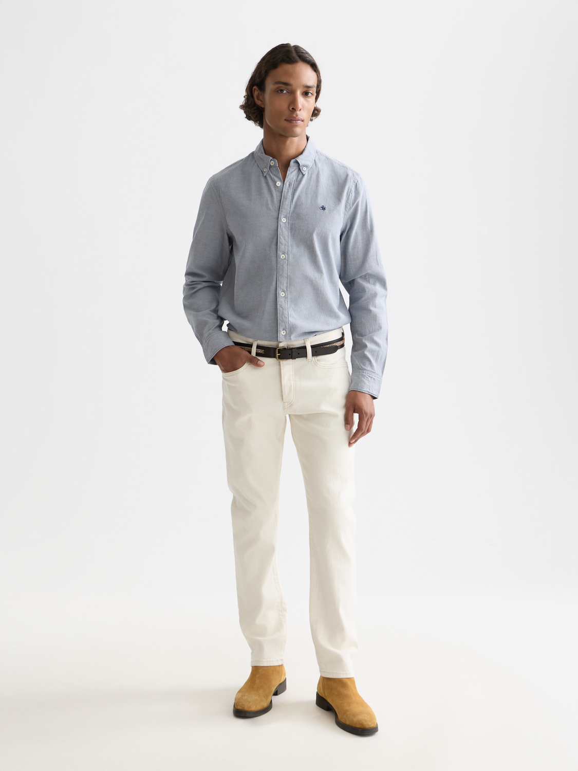 Long-sleeve Oxford shirt by Scotch & Soda, showing a classic button-up design in a casual fit and neutral fabric.