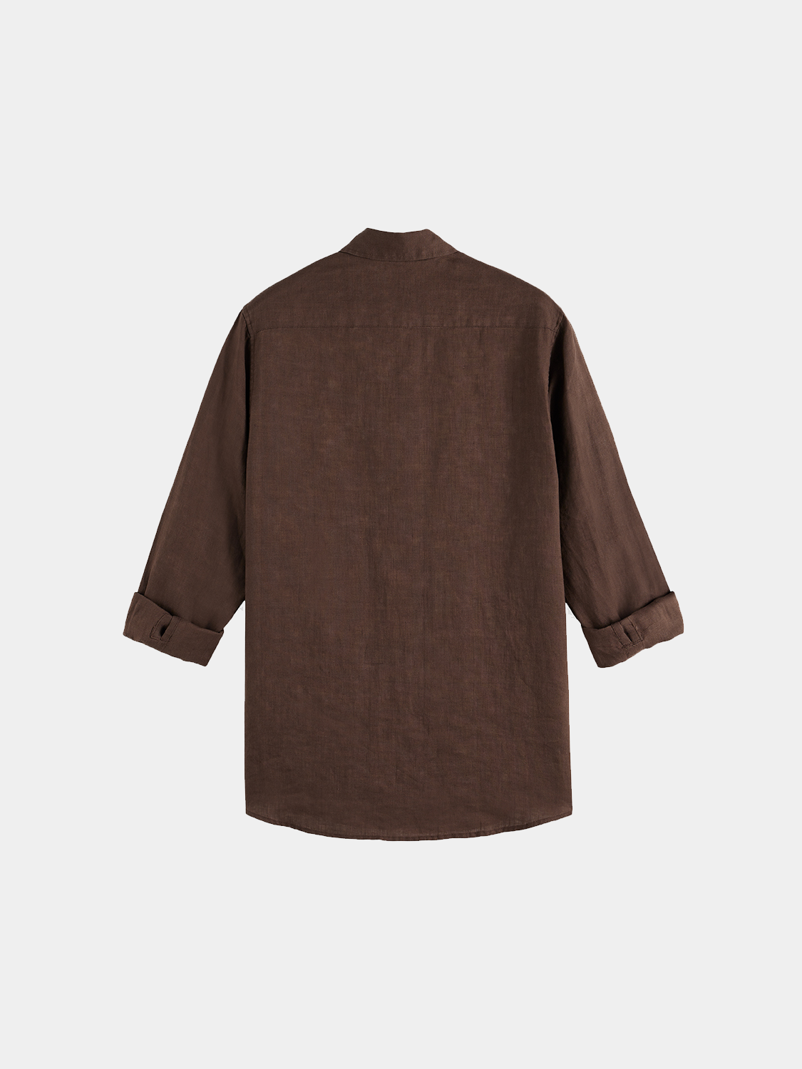 Long sleeve linen shirt by Scotch & Soda, featuring a casual fit and natural fabric texture, shown in a dark color.