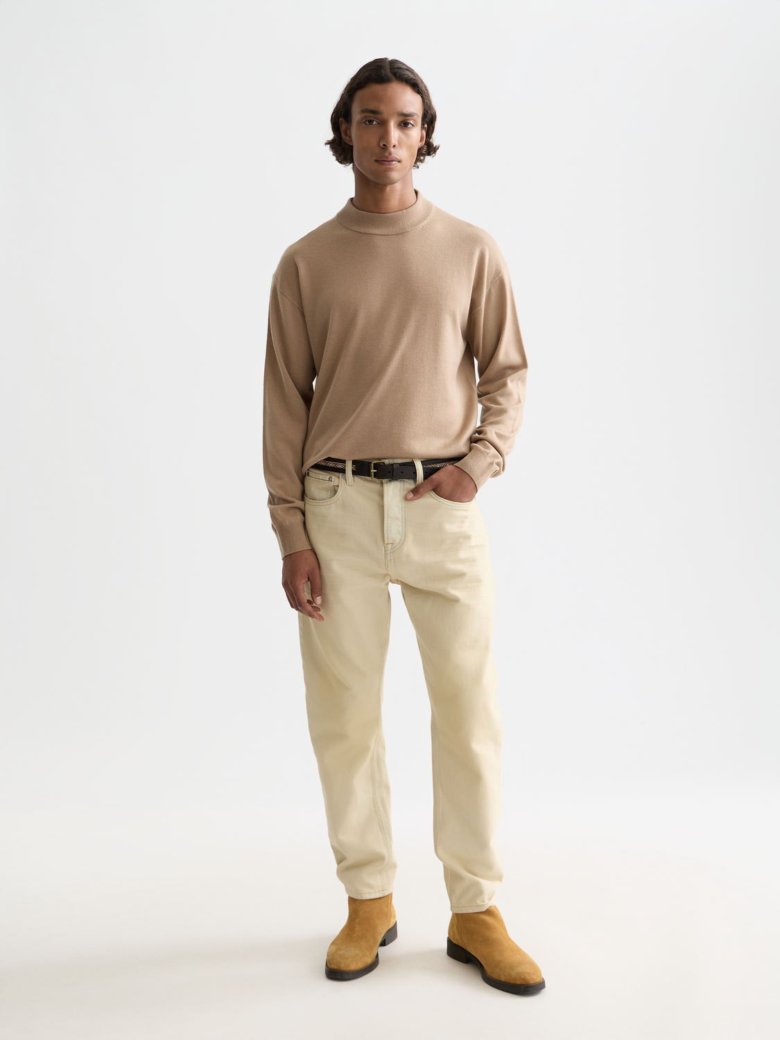 SCOTCH & SODA dropped shoulder knitwear with mock neck, featuring a cozy, relaxed fit in a stylish design.