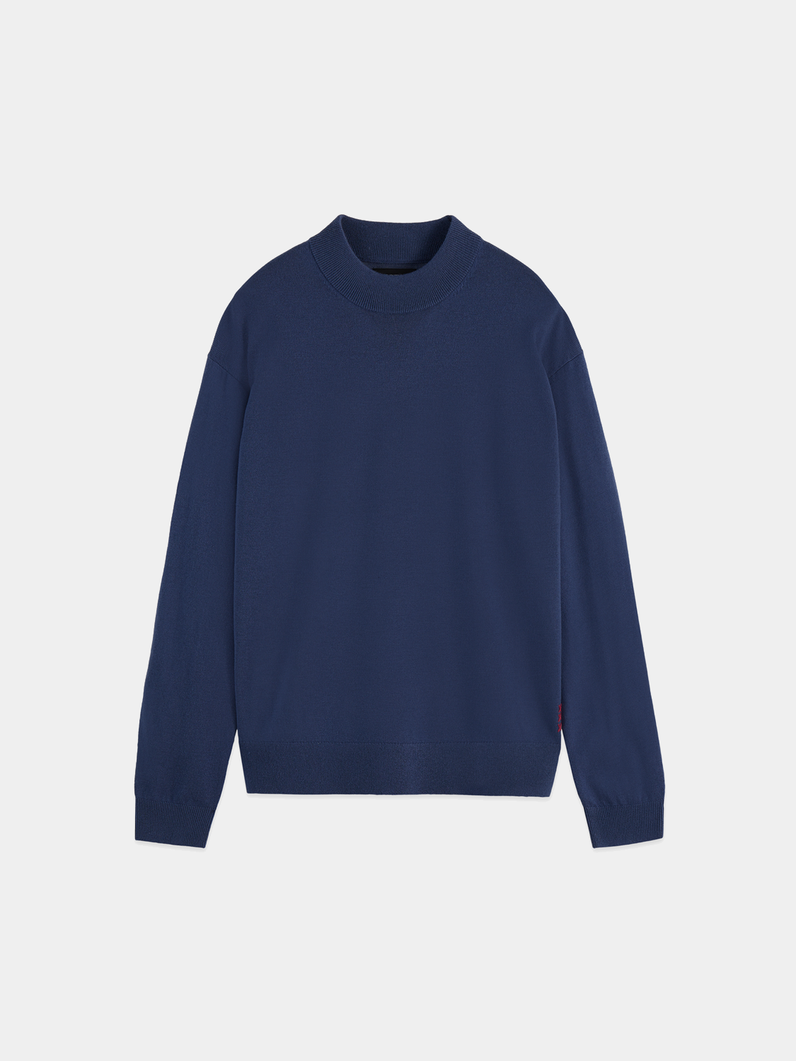 Scotch & Soda dropped shoulder mock neck knitwear featuring a relaxed fit and soft fabric, displayed on a neutral background.