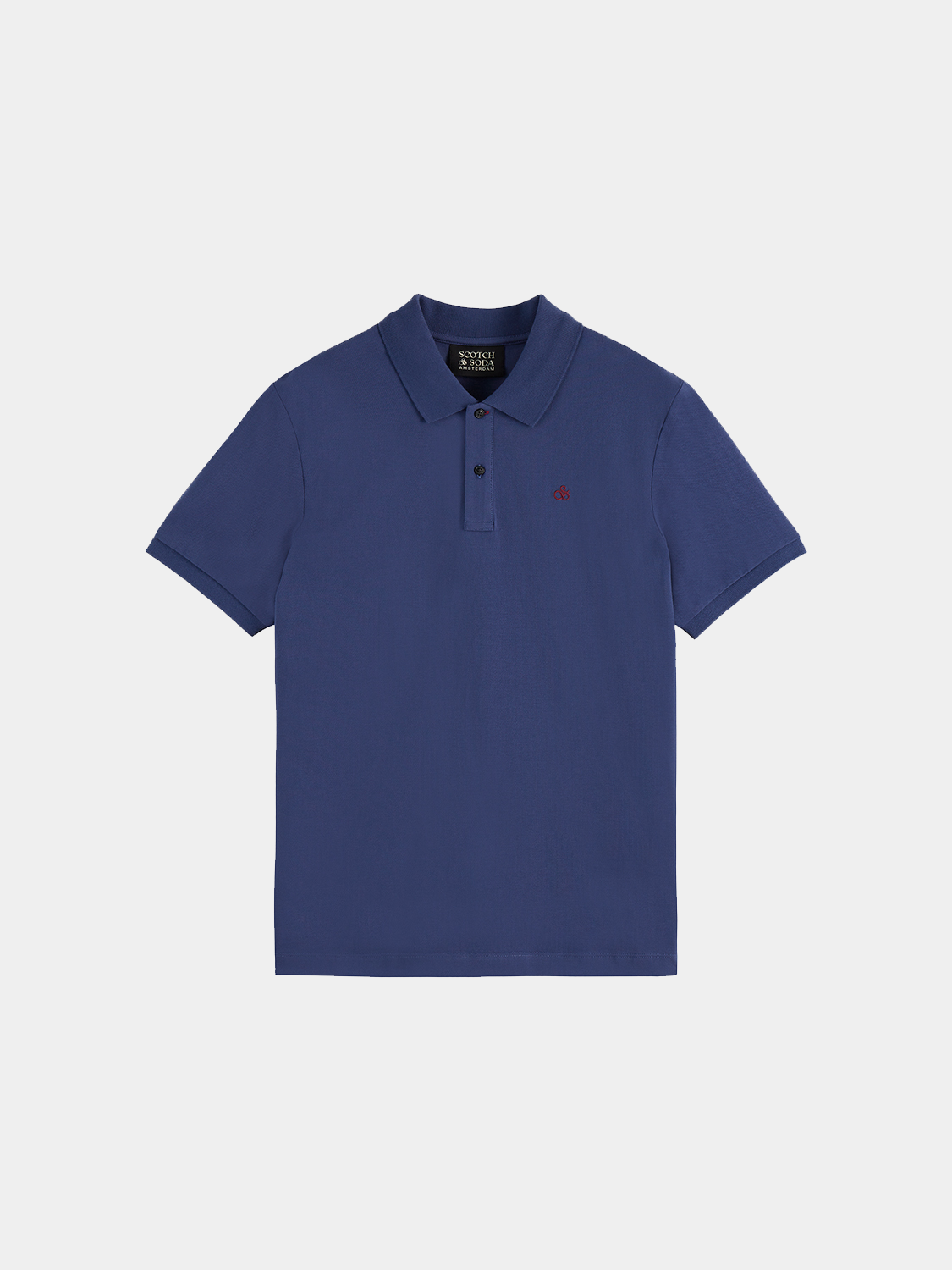 Scotch & Soda logo pique polo shirt in navy with a classic collar and short sleeves, featuring the brand's logo on the chest.