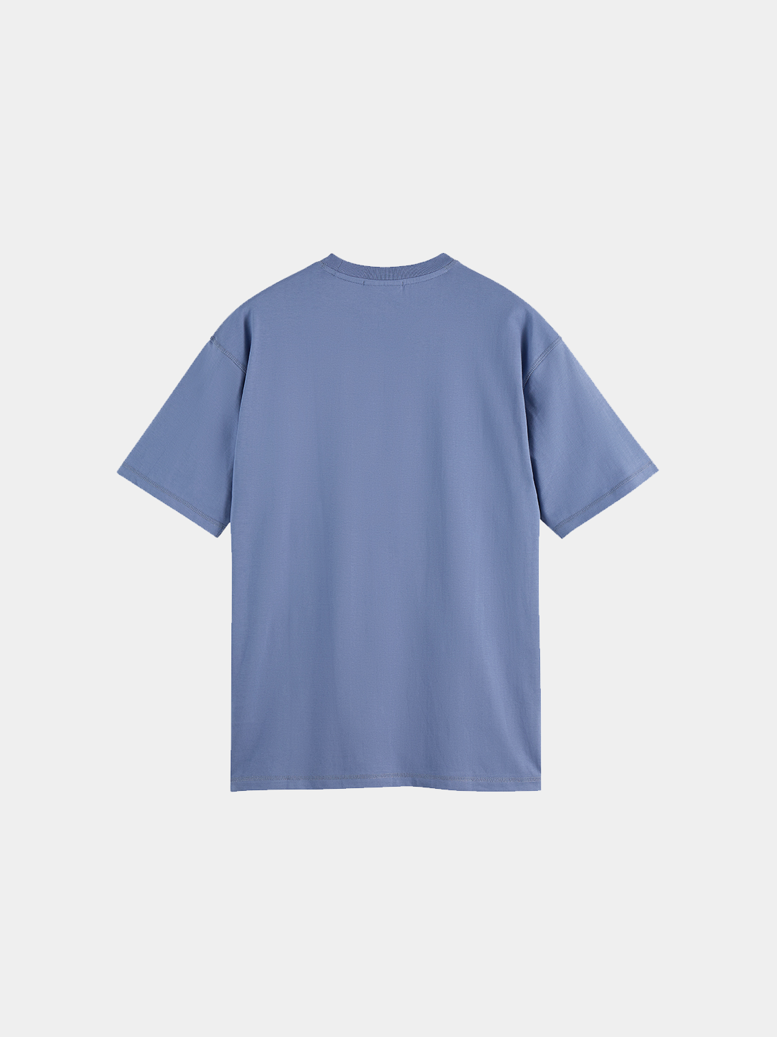 Black short-sleeve Scotch & Soda logo t-shirt with a front graphic design on a plain background