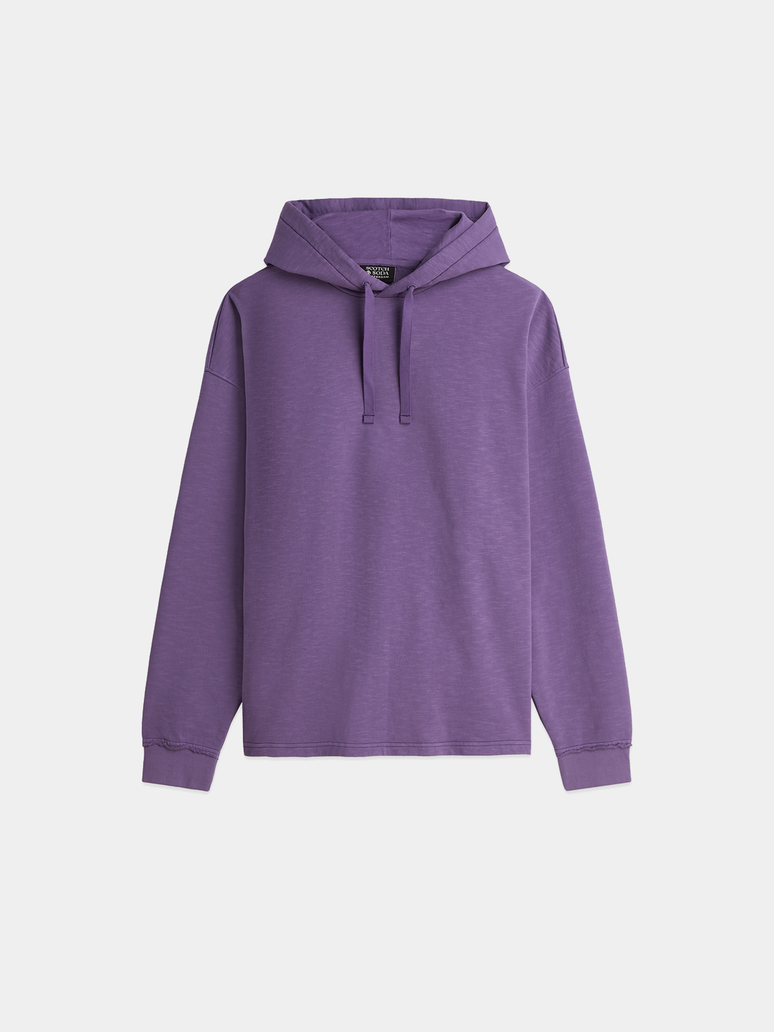 Scotch & Soda garment-dyed hoodie in a cozy sweatshirt style, featuring a relaxed fit and soft fabric for casual wear.