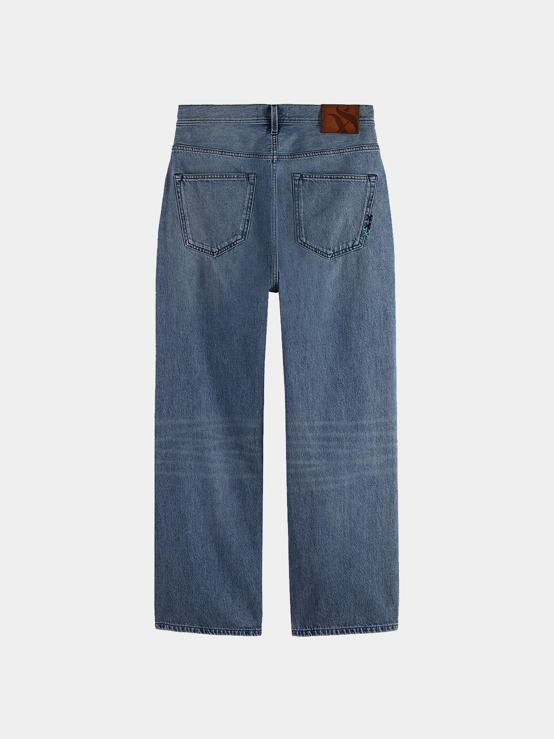 Dark blue Scotch & Soda Pitch loose-fit denim jeans with classic five-pocket design and relaxed fit, displayed on a neutral background.