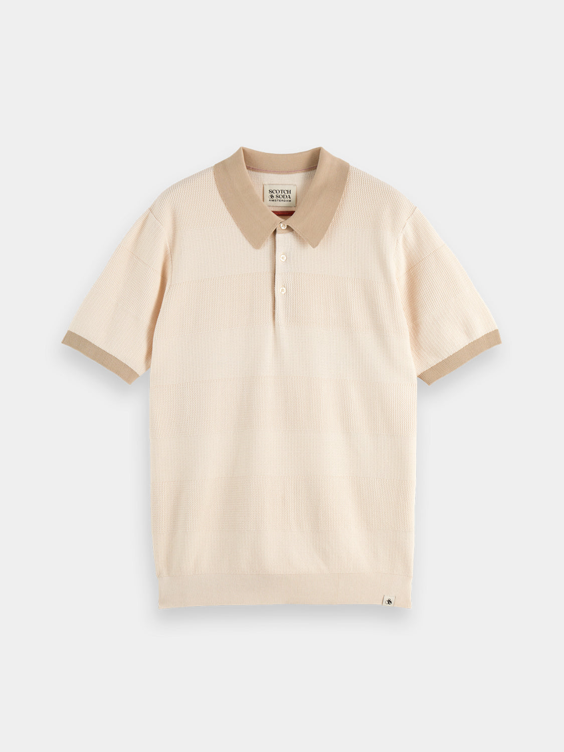 Knitted tonal polo shirt by Scotch & Soda, featuring a classic collar and textured knit fabric.