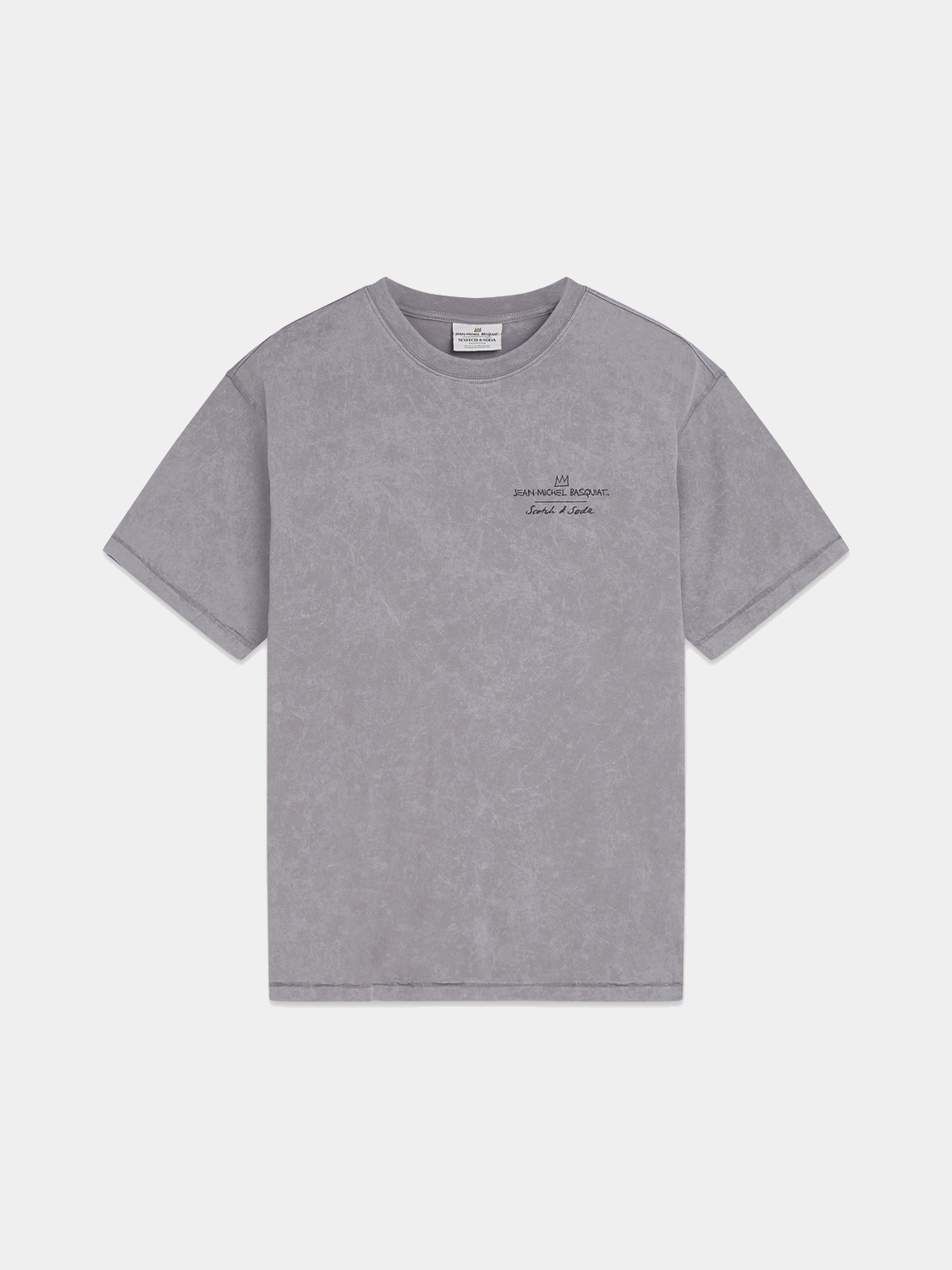 Scotch & SODA short-sleeve t-shirt featuring a vibrant Basquiat artwork print on the front.