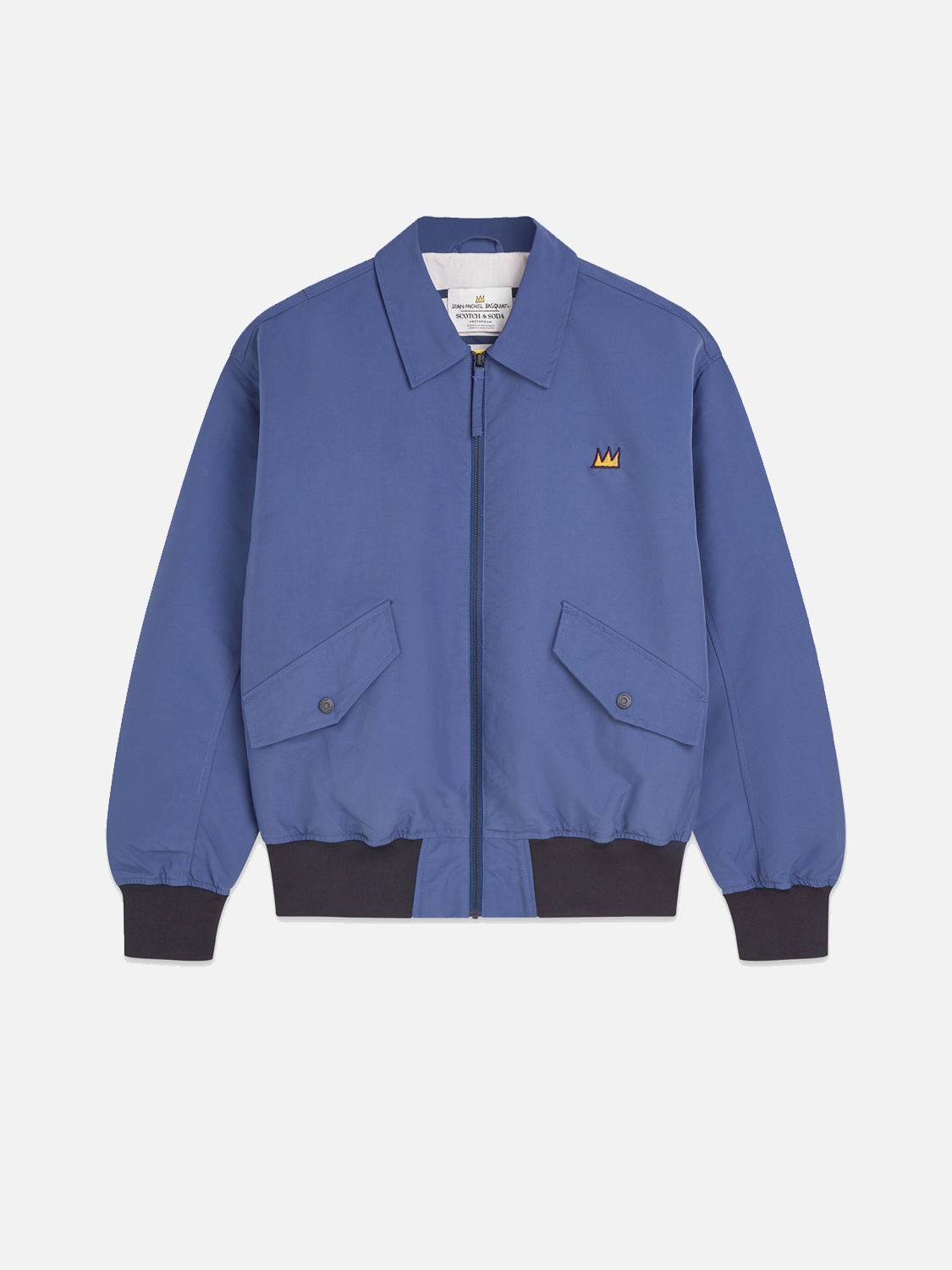 SCOTCH & SODA S&S x Basquiat souvenir jacket with colorful graphic design and classic bomber style.