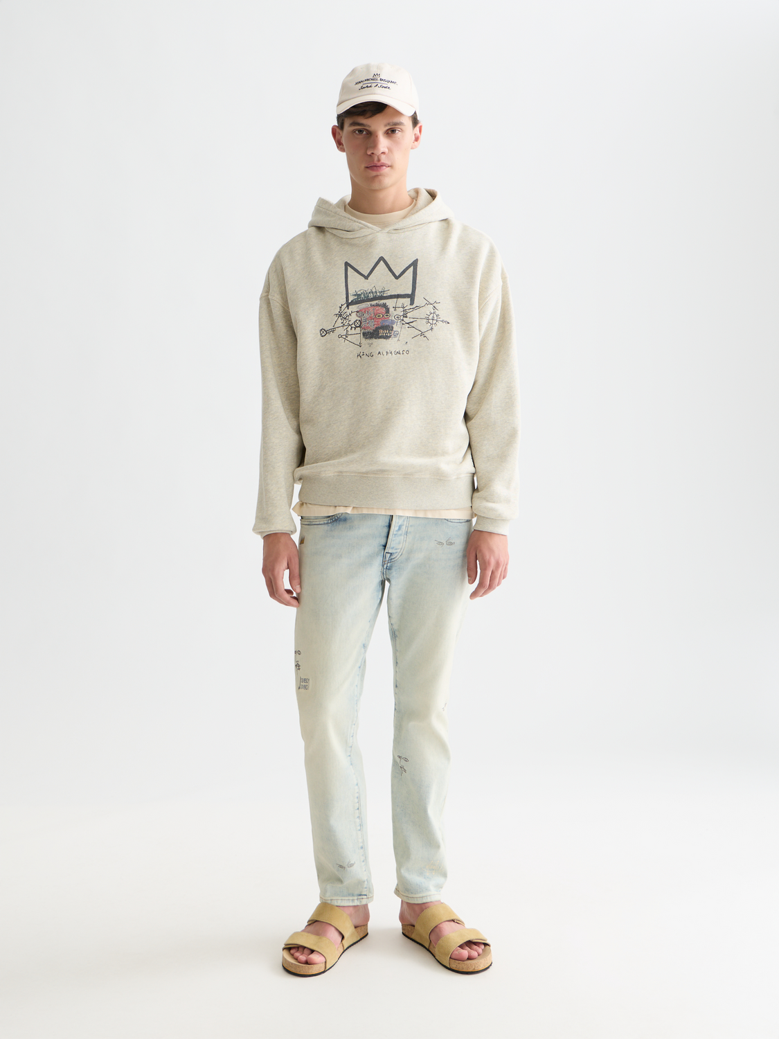 S&S x Basquiat washed artwork hoodie by Scotch & Soda, featuring a colorful Basquiat-inspired graphic on a comfortable sweatshirt.