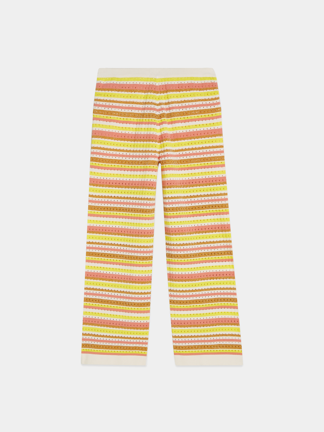 Kids Lurex knitted sweatpants by Scotch & Soda, featuring a cozy design with shiny metallic threads, back view.