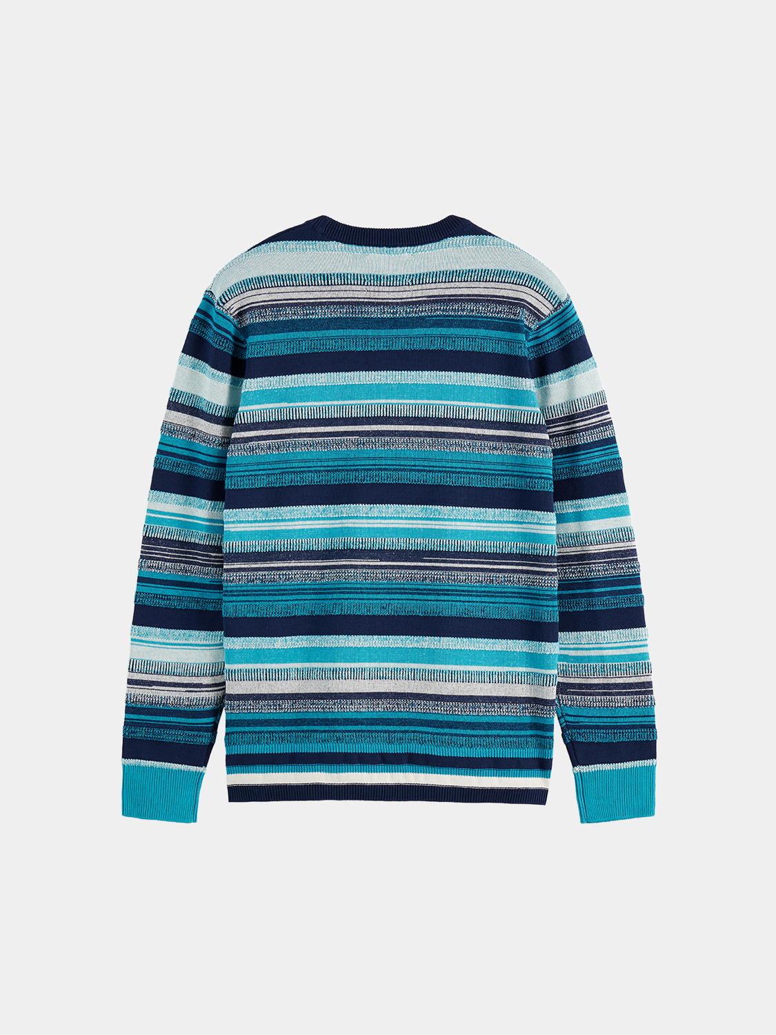 Scarlet and navy striped knitwear pullover by Scotch & Soda, featuring a cozy, casual design with a round neckline.