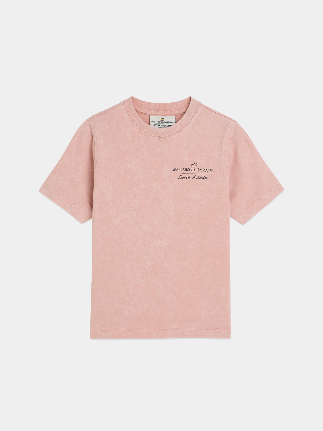 Kids' short sleeve t-shirt featuring S&S x Basquiat artwork, by Scotch & Soda, with colorful abstract graphic design.
