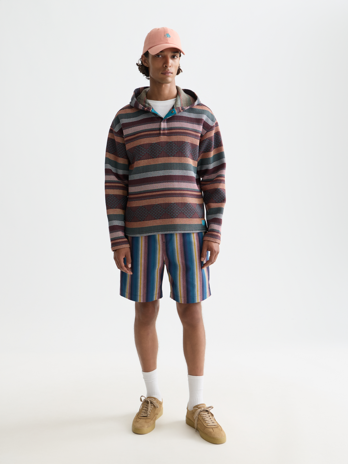 SCOTCH & SODA jacquard hoodie in soft sweat fabric, featuring intricate pattern and comfortable fit, front view.