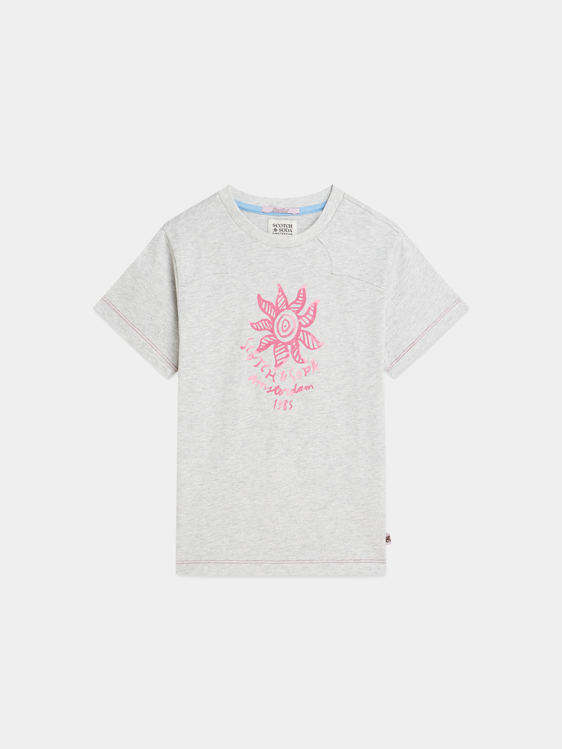 Kids' artwork T-shirt by Scotch & Soda, short sleeve cotton tee featuring colorful graphic design for children.