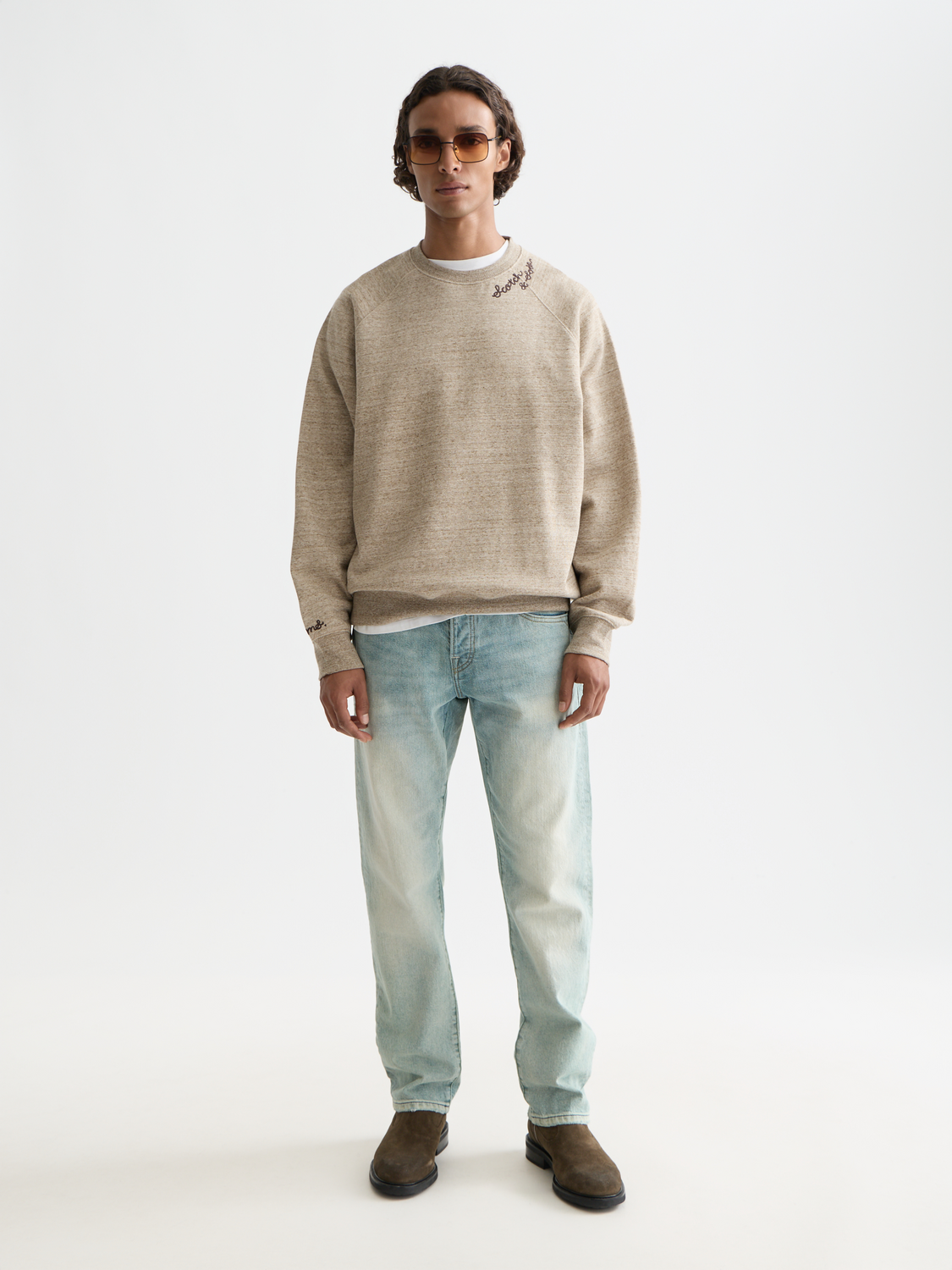 Space yarn sweatshirt by Scotch & Soda, cozy knit sweats with a space-inspired design and ribbed cuffs, front view.