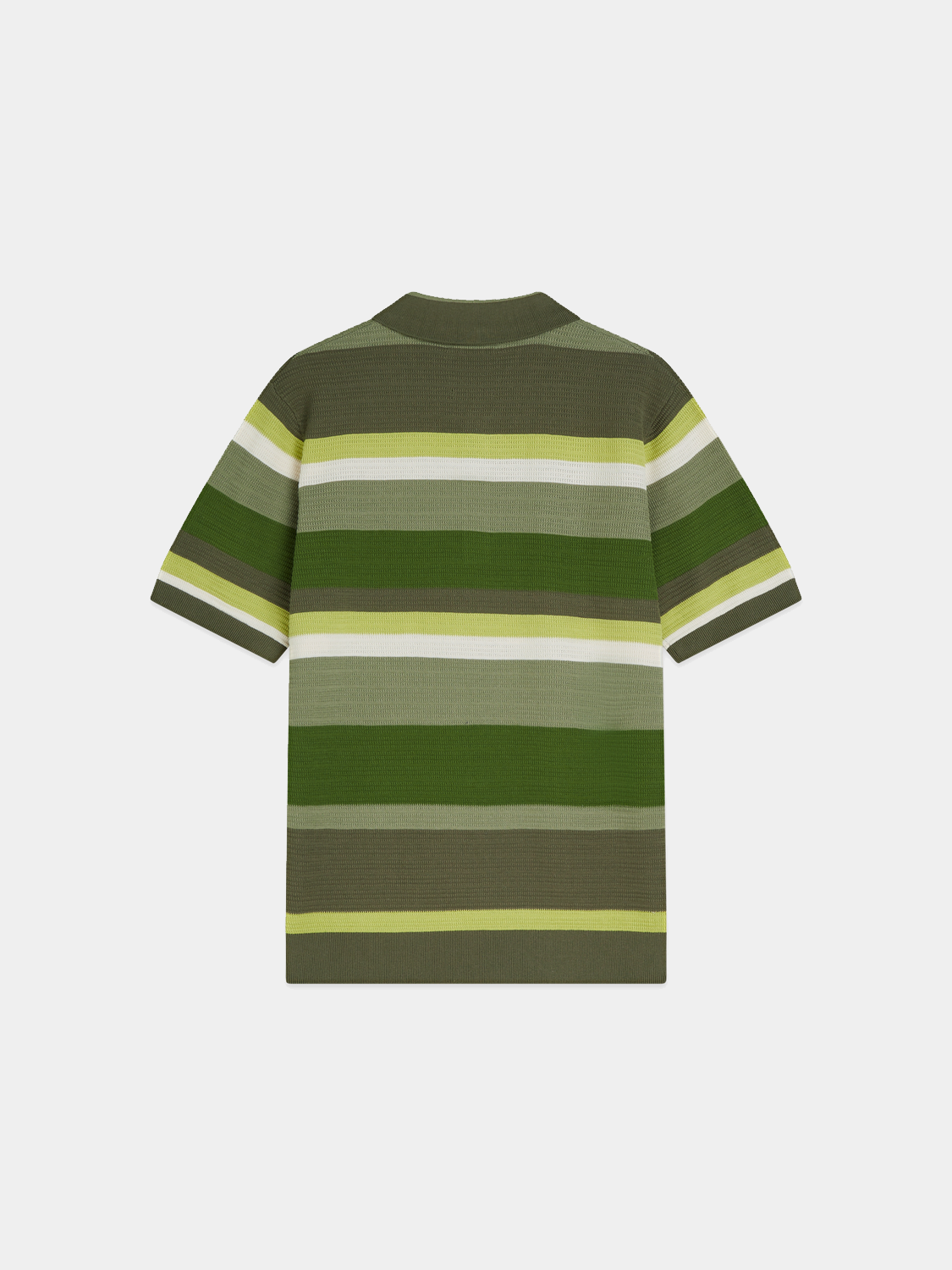 Striped knitted polo shirt by Scotch & Soda, featuring a classic collar and vibrant stripe pattern.