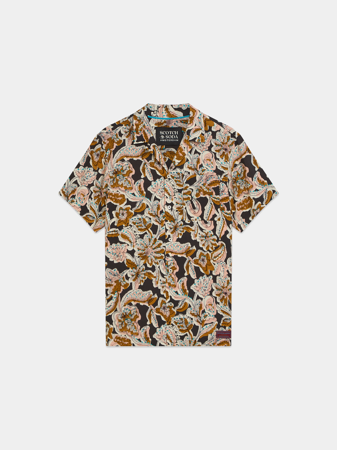 Printed short-sleeved shirt by Scotch & Soda featuring vibrant patterns and a relaxed fit, perfect for casual summer wear.