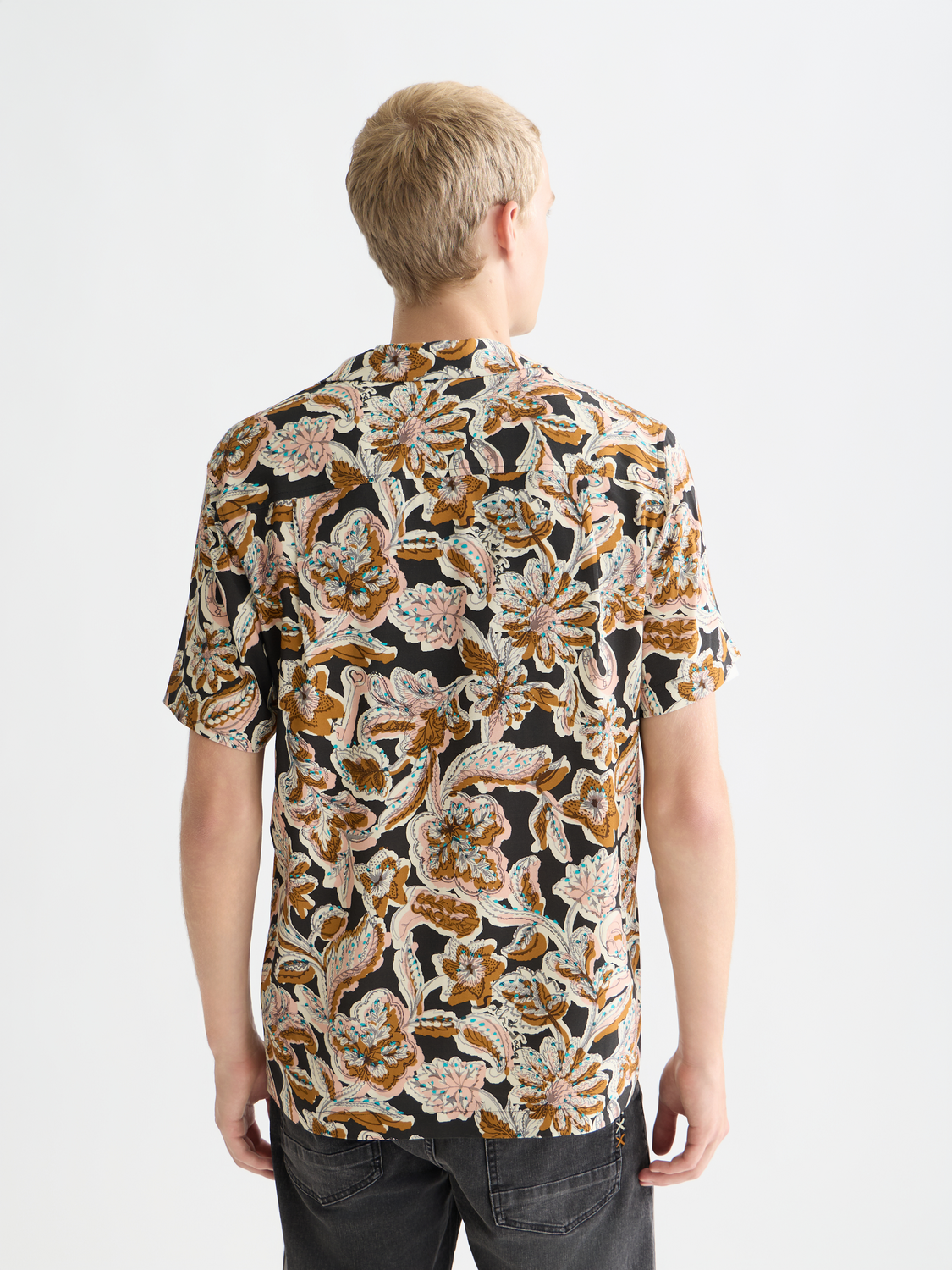 Printed short-sleeved shirt by Scotch & Soda featuring a stylish design, shown from the back.