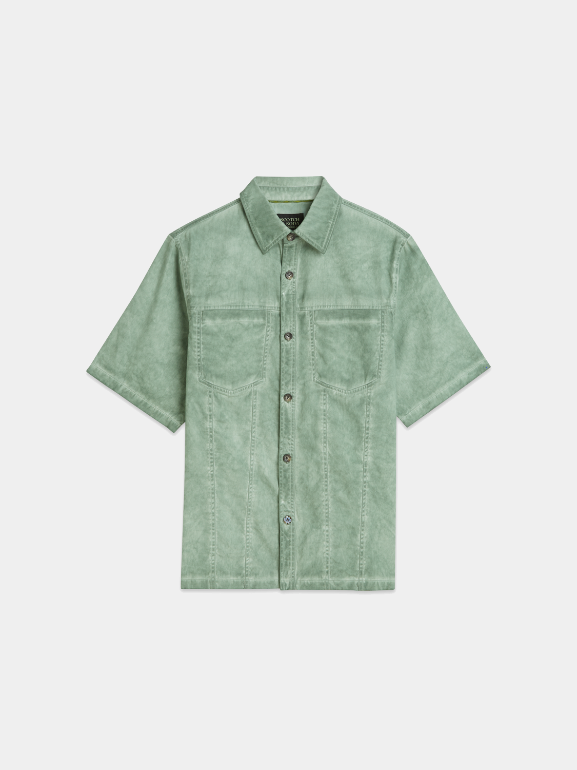 Light blue washed short-sleeved shirt from Scotch & Soda, casual men's summer S/S shirt with a relaxed fit.