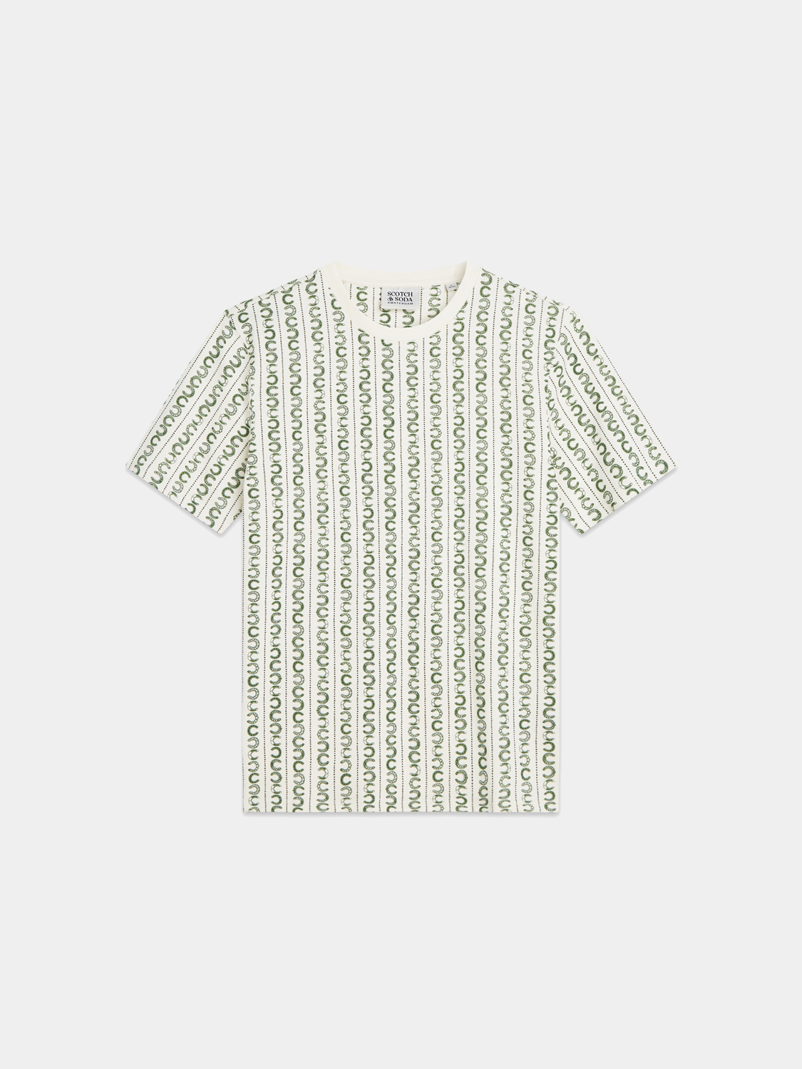 Printed SCOTCH & SODA short sleeve t-shirt with colorful graphic design on front, casual fashion top for men.