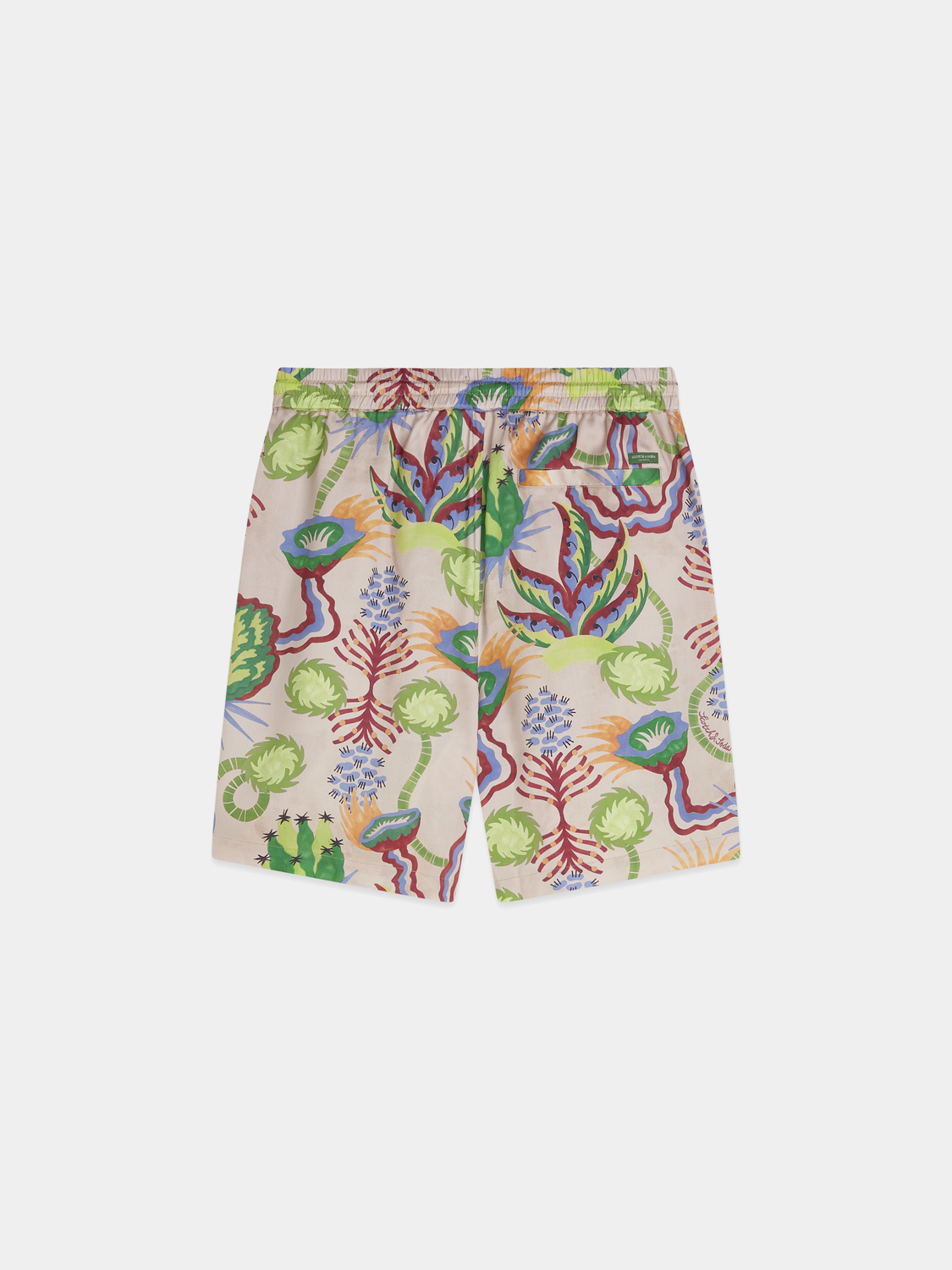 SCOTCH & SODA Fave printed shorts showing vibrant, colorful patterns and relaxed fit on a mannequin.