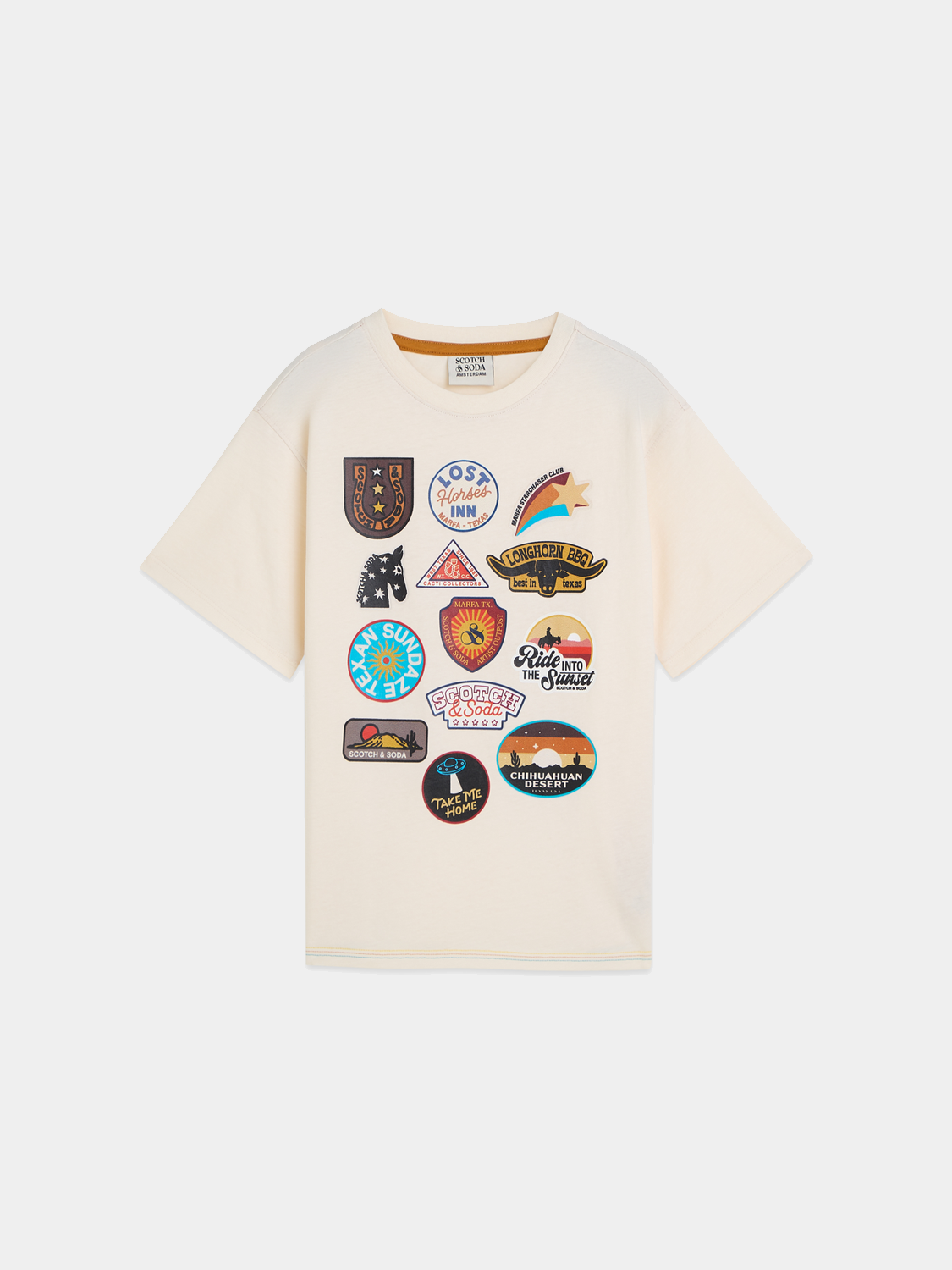 Kids' short sleeve artwork T-shirt by Scotch & Soda with colorful graphic design on front.