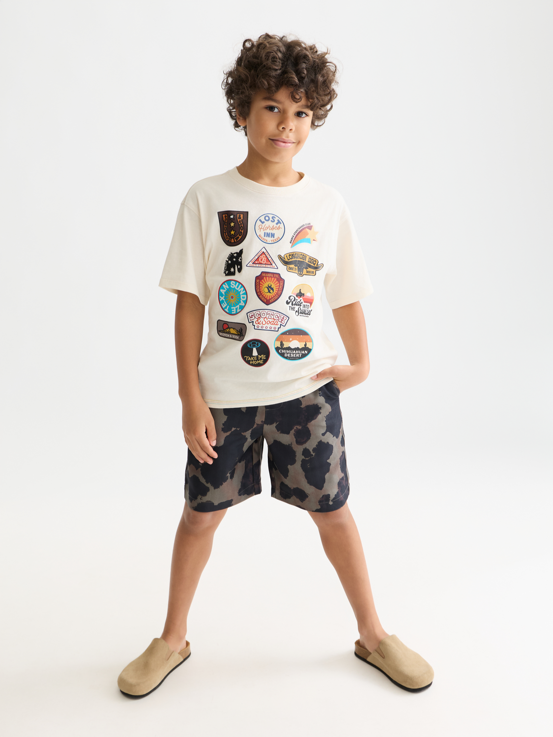Kids' short-sleeve Artwork T-shirt by Scotch & Soda featuring colorful graphic design on soft cotton fabric.