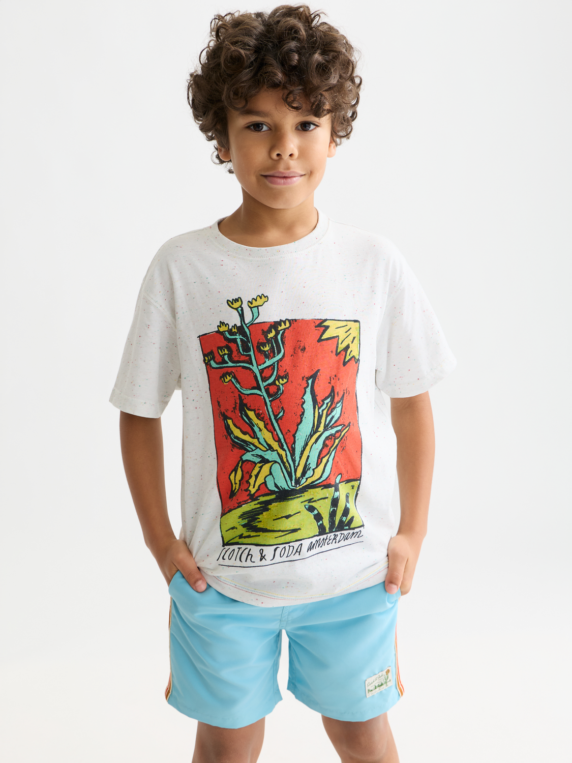 Kids' short sleeve artwork t-shirt by Scotch & Soda featuring colorful graphic design and comfortable cotton fabric.