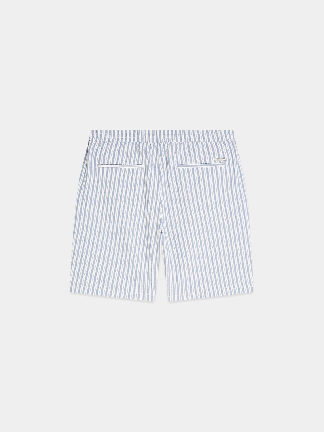Black Fave cotton-linen shorts by SCOTCH & SODA, featuring a relaxed fit and casual style, displayed on a plain background.