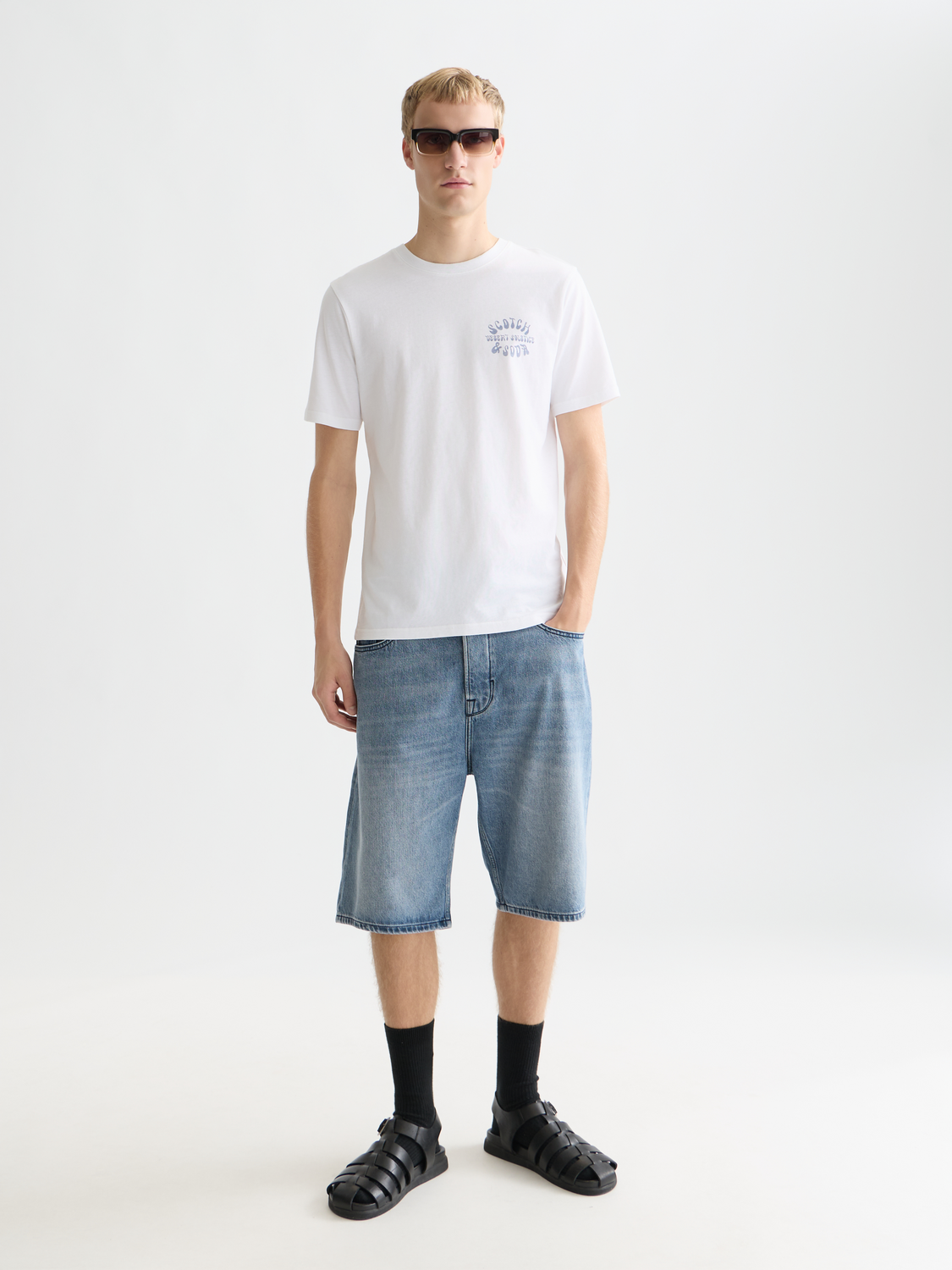 SCOTCH & SODA artwork short-sleeve T-shirt featuring colorful graphic print on front, casual fit for everyday wear.