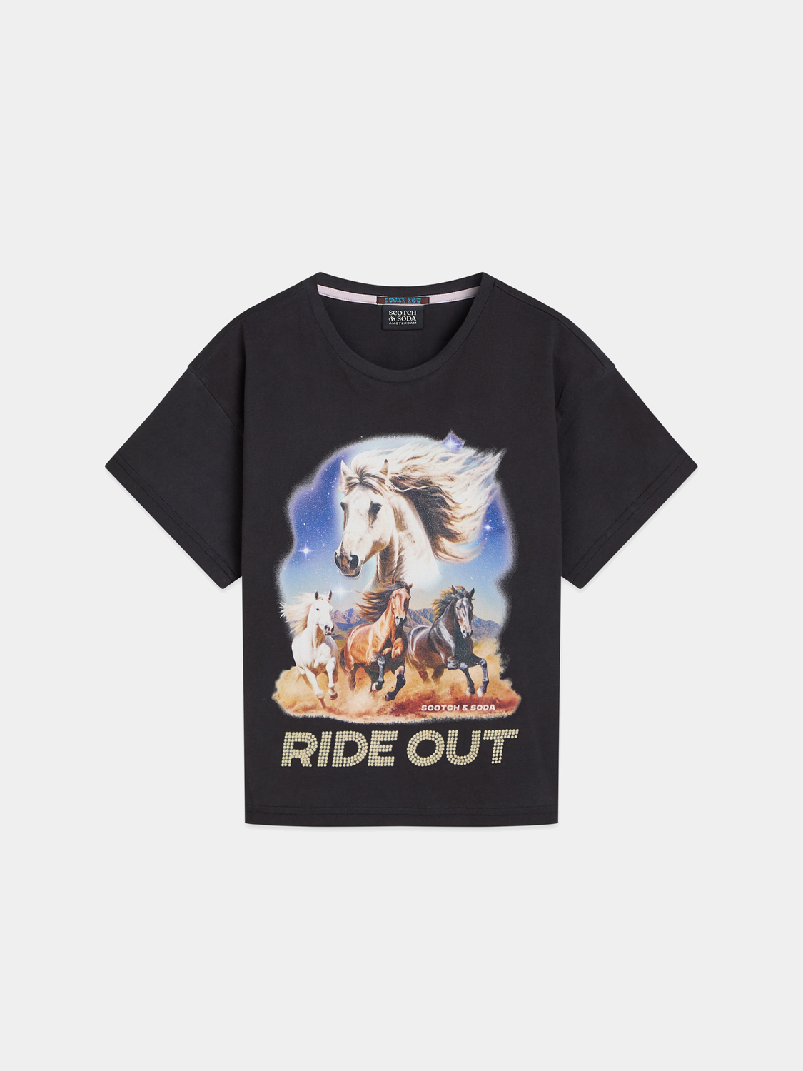 Kids' washed artwork T-shirt by Scotch & Soda featuring a short sleeve design with colorful printed artwork.