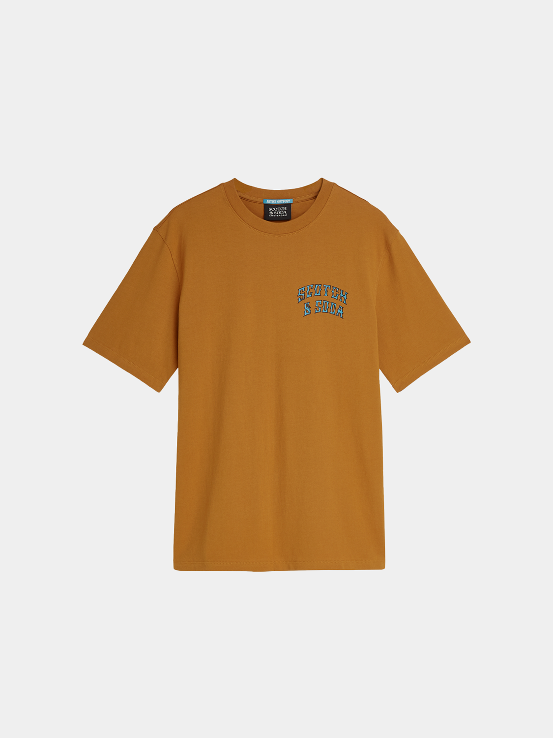 Short sleeve Scotch & Soda artwork t-shirt with colorful graphic print on soft fabric.