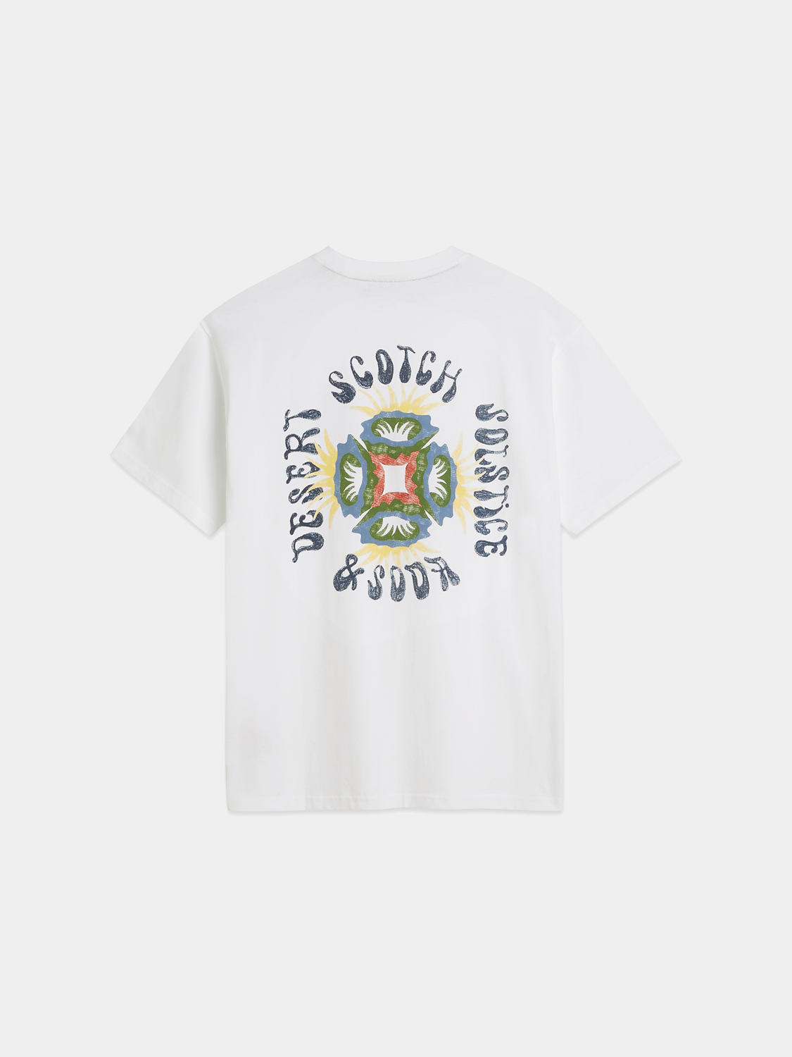Scotch & Soda artwork short sleeve T-shirt in black with colorful graphic design on the front.