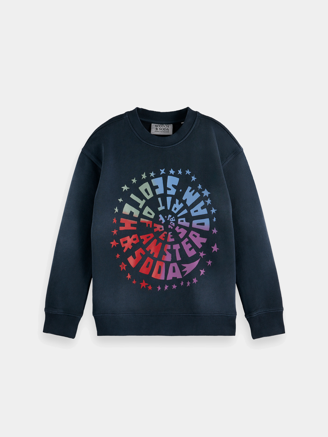 Kids artwork sweatshirt by Scotch & Soda featuring colorful printed design on soft, casual sweatshirt fabric.