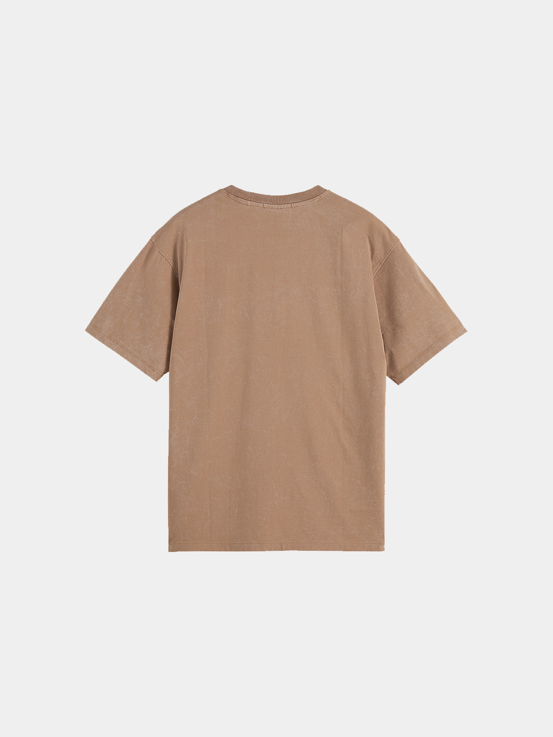 Black short-sleeve T-shirt with Scotch & Soda logo graphic on the back, casual style, front view.