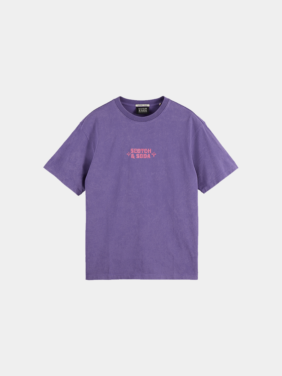 Scotch & Soda logo T-shirt, short sleeve cotton tee with graphic logo print on front, casual men's clothing.