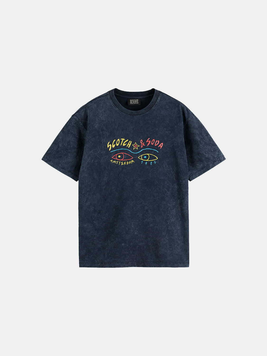 Washed artwork T-shirt from Scotch & Soda, short sleeve casual tee with artistic print in natural tones.
