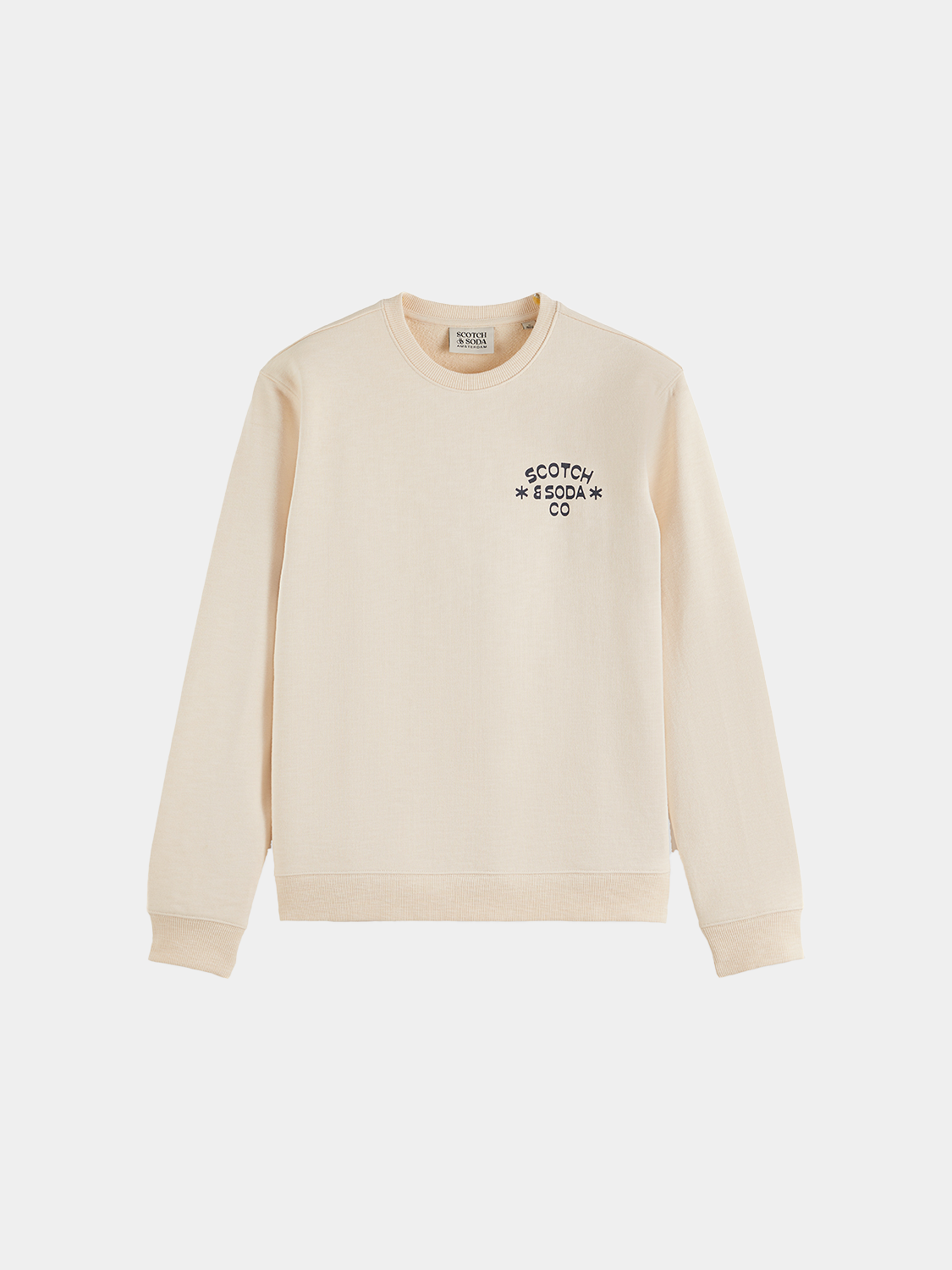 SCOTCH & SODA logo sweatshirt, a casual gray sweat with a prominent brand logo on the front.