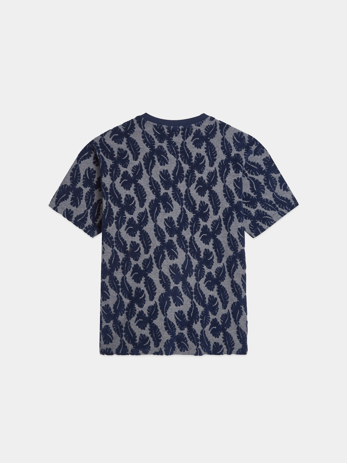 Black Jacquard striped Scotch & Soda short sleeve t-shirt with a classic crew neckline and bold pattern.