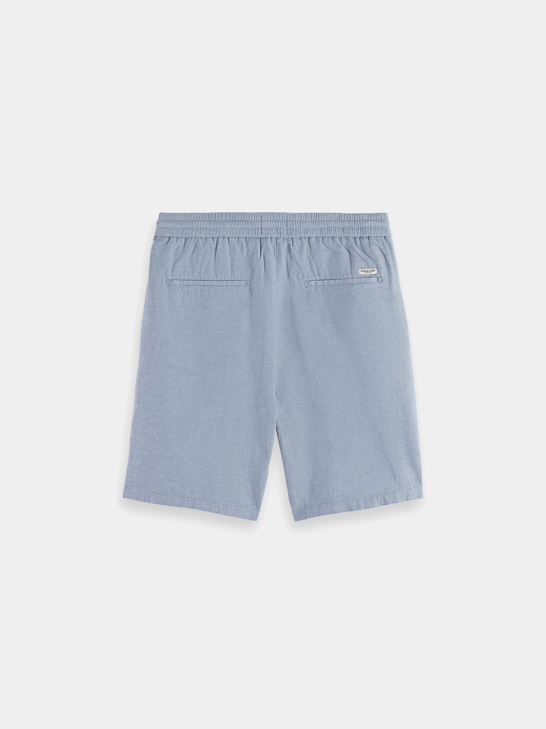 Dark blue Fave cotton-linen shorts by Scotch & Soda, featuring a relaxed fit and casual style, displayed on a neutral background.