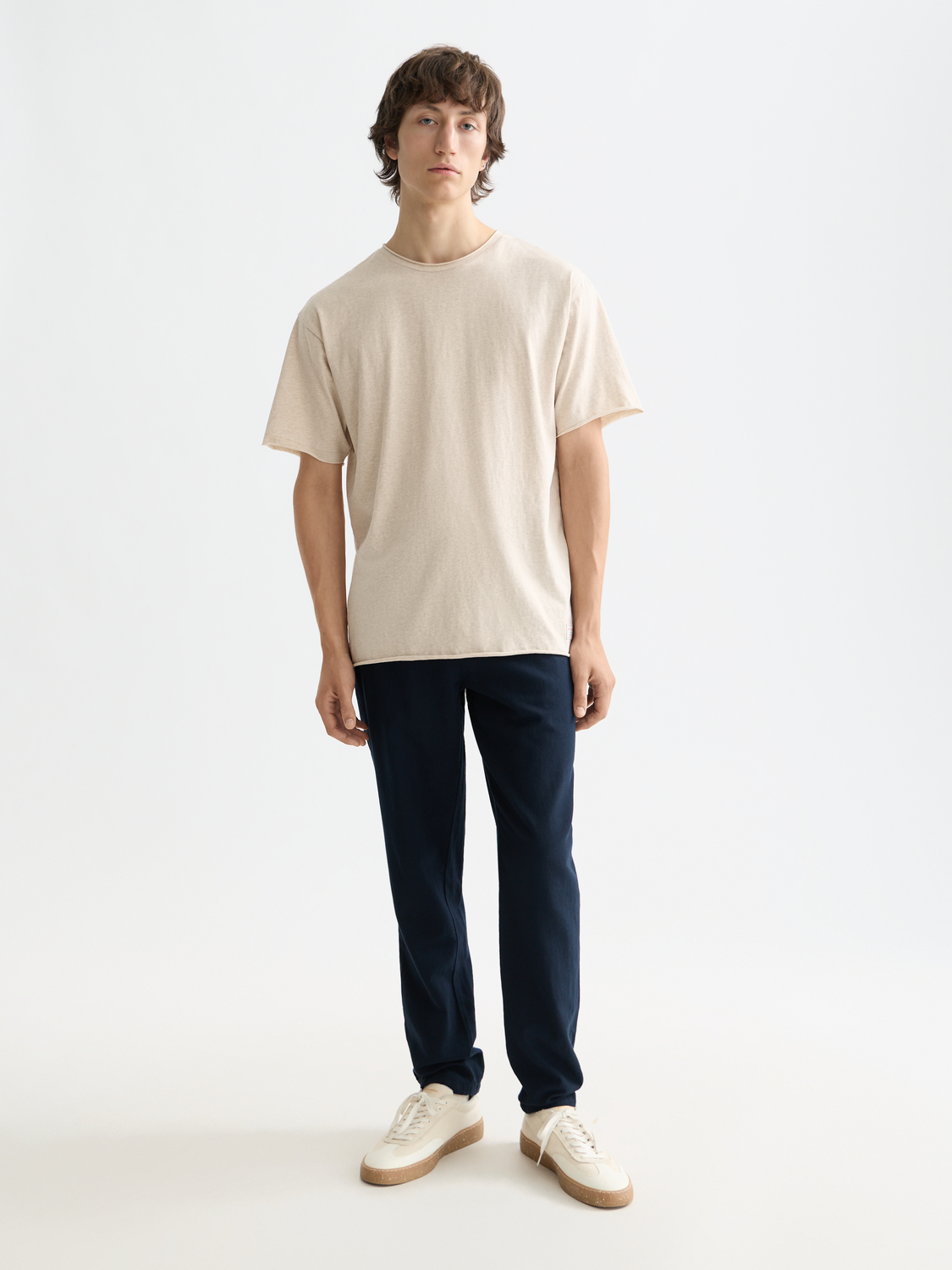 SCOTCH & SODA Warren jogger pants in neutral fabric with a relaxed fit and subtle stitching details.