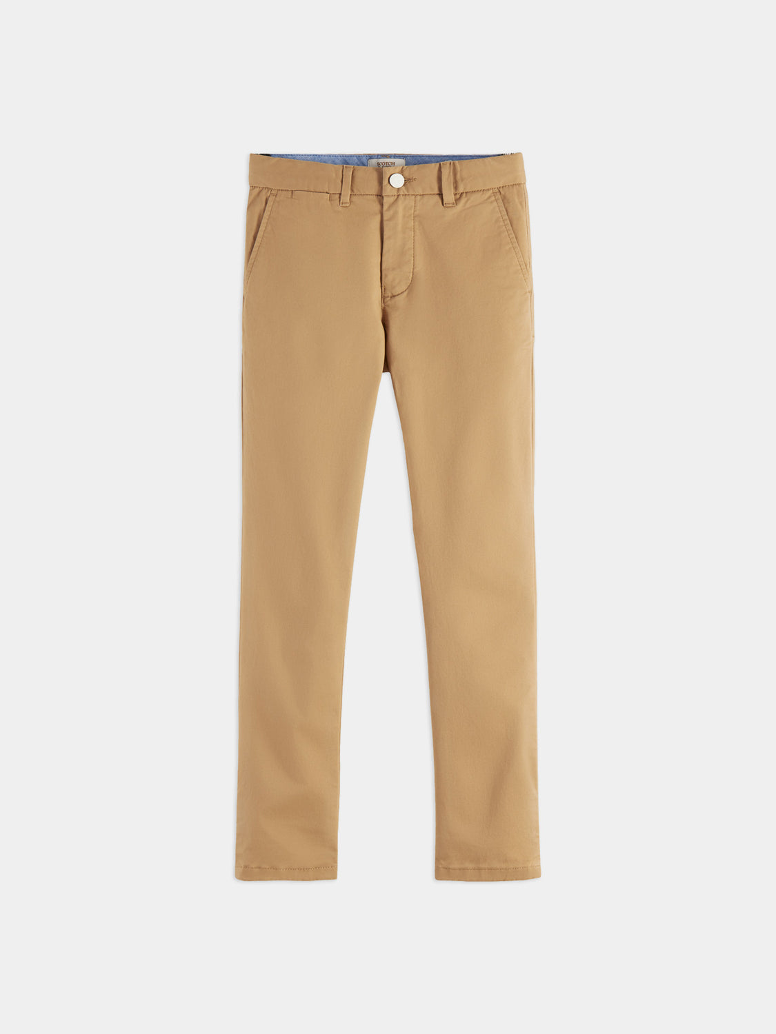 Slim-fit casual chino pants by Scotch & Soda, featuring a classic regular fit in neutral fabric and tailored design.