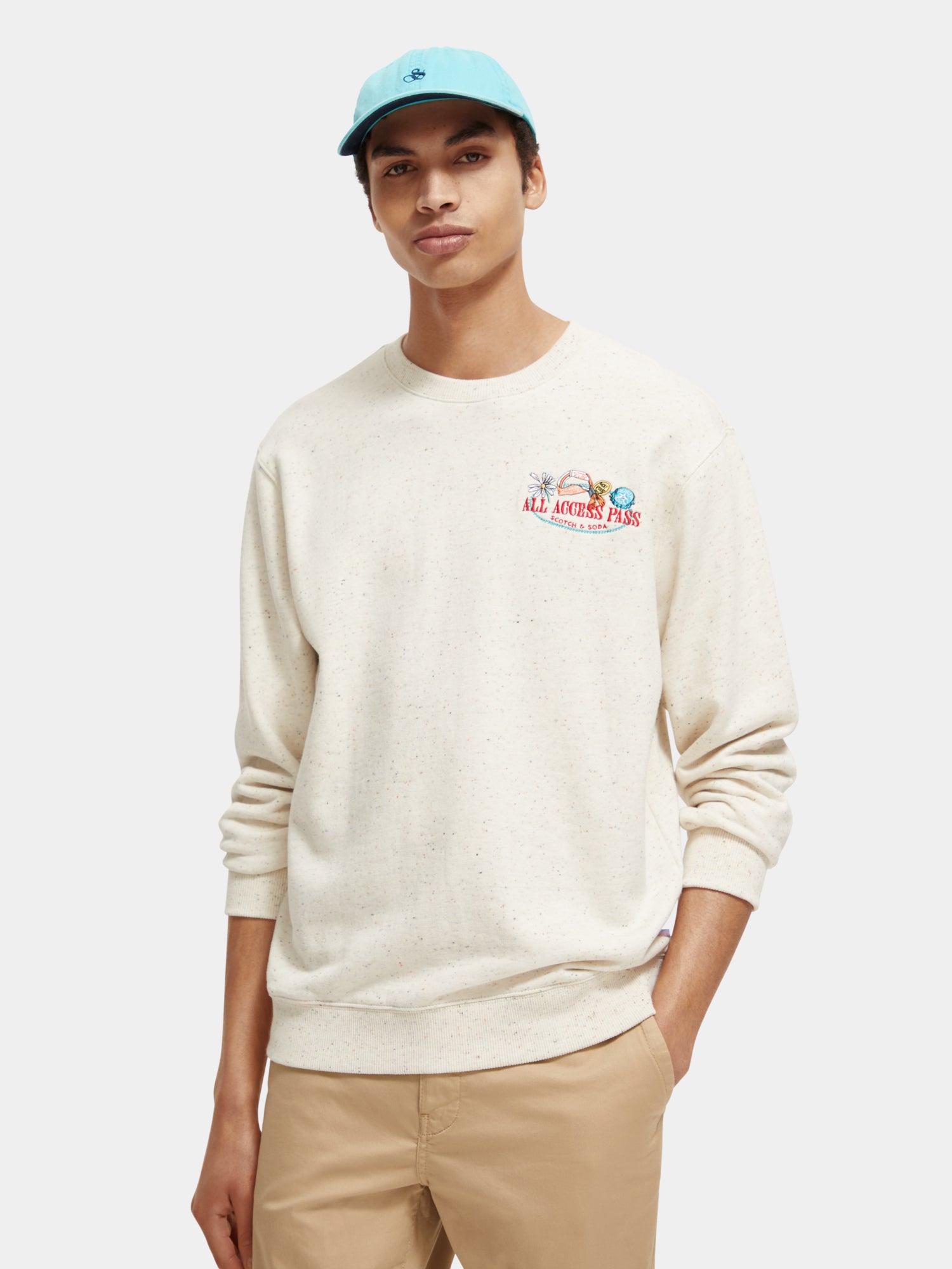 Embroidered crewneck sweatshirt - Scotch & Soda NZ