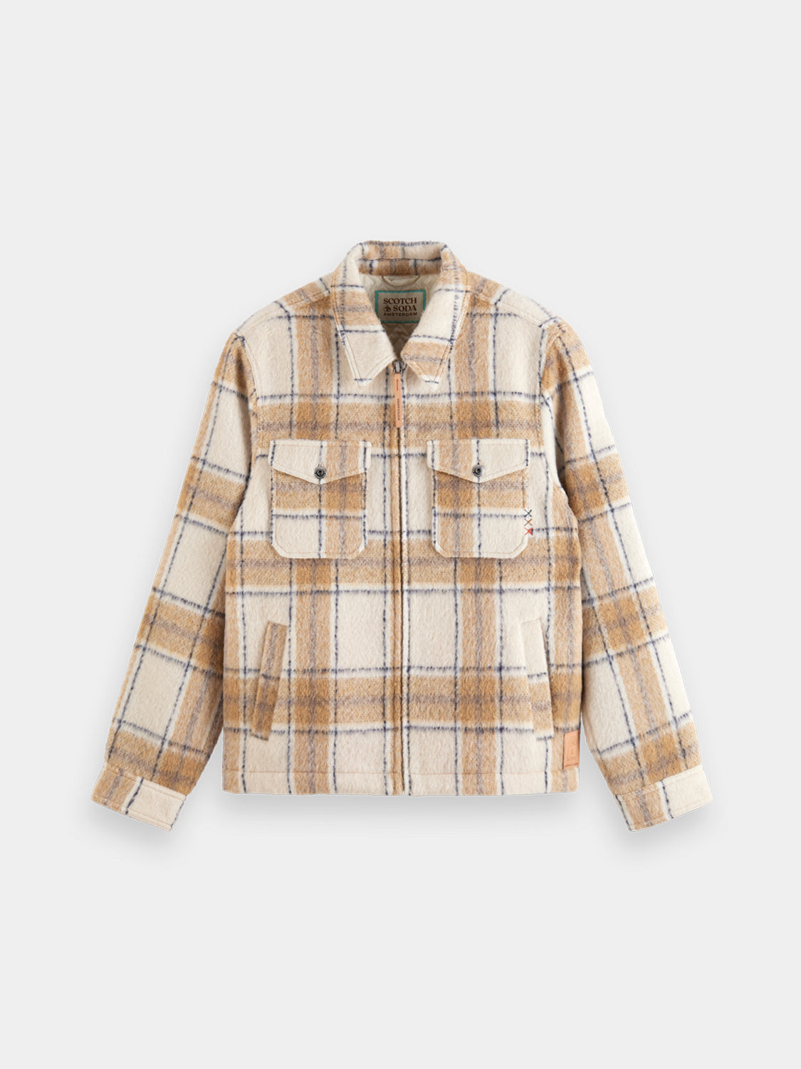 Check zip-through overshirt - Scotch & Soda NZ