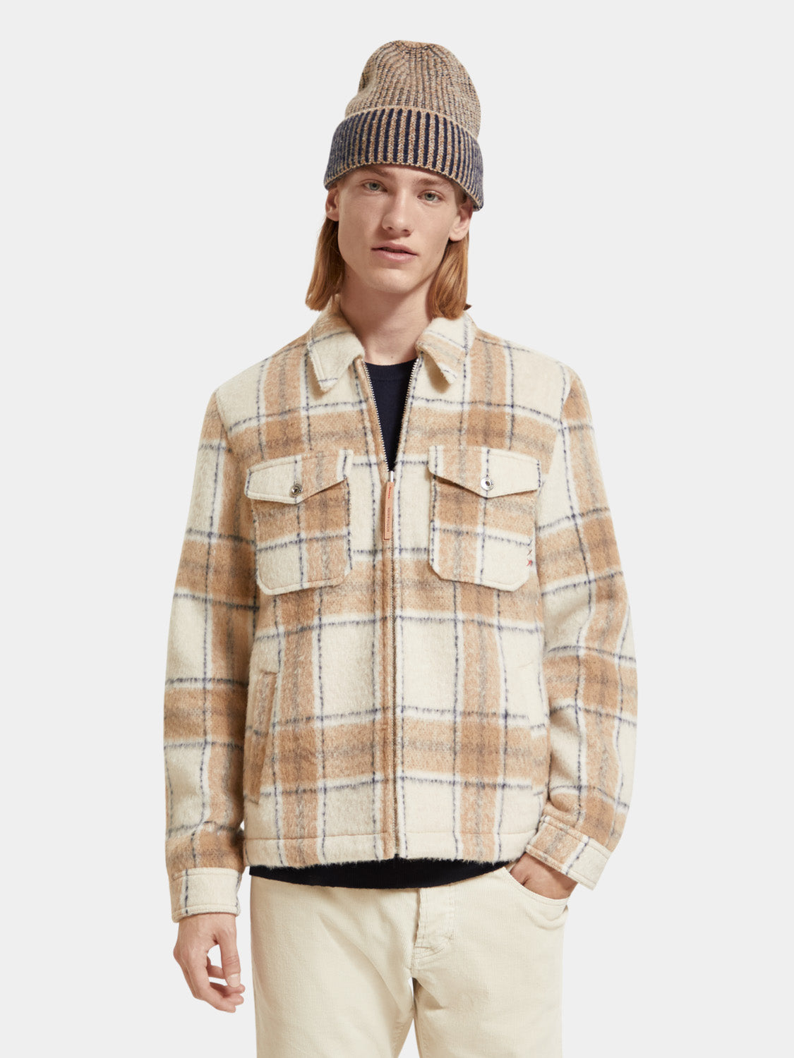 Check zip-through overshirt - Scotch & Soda NZ