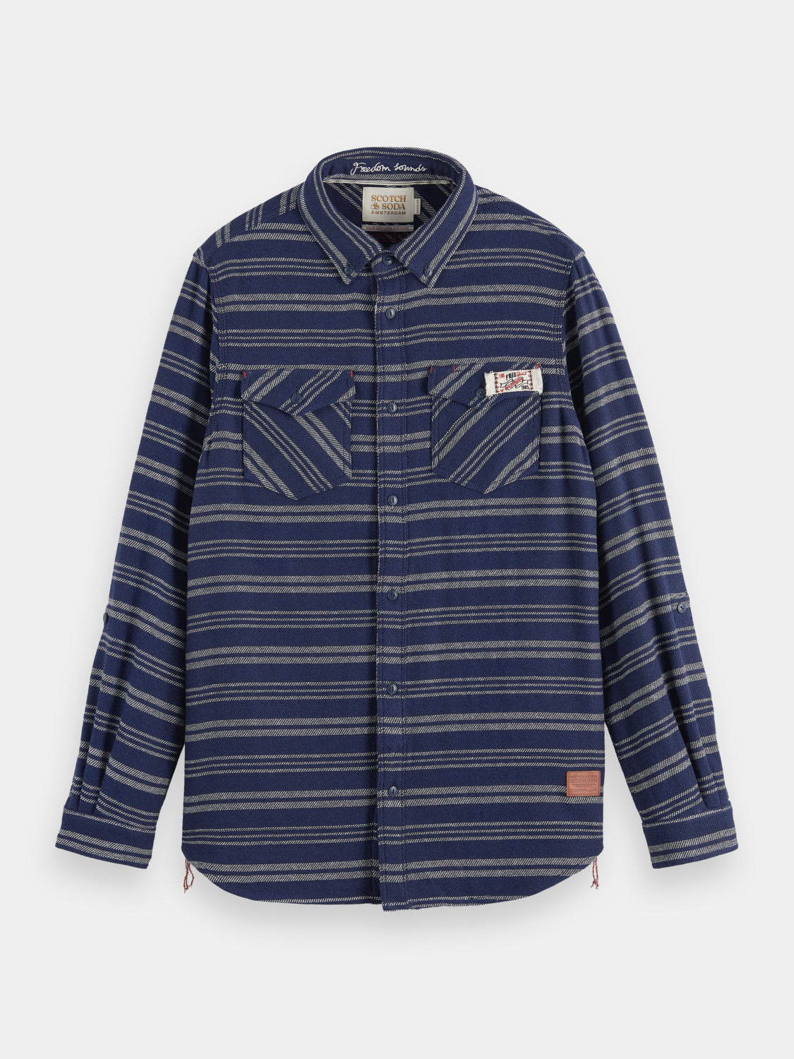 Double-faced twill check shirt - Scotch & Soda NZ