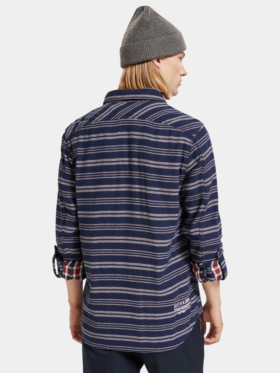 Double-faced twill check shirt - Scotch & Soda NZ
