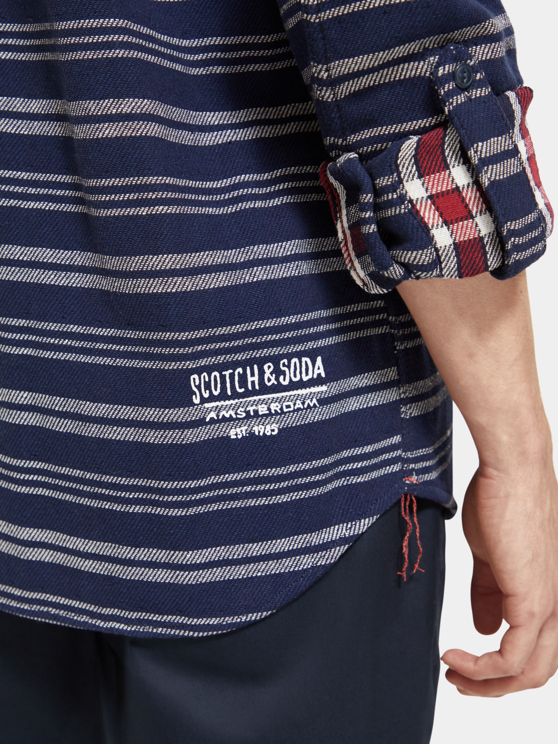 Double-faced twill check shirt - Scotch & Soda NZ